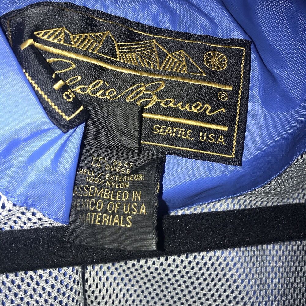 Eddie Bauer Vintage 90s Women's Hood Full Zip Windbreaker Jacket‎ Blue Small - Picture 3 of 9
